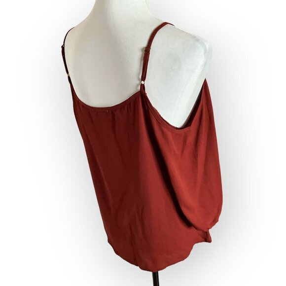 MERAKI Cold Shoulder Blouse Chiffon 3/4 Sleeve Cinnamon Color Size Small - Picture 2 of 10